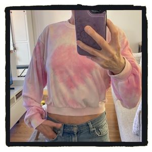 💕Super cute pink heart tie die terry cloth NIA crop top💕